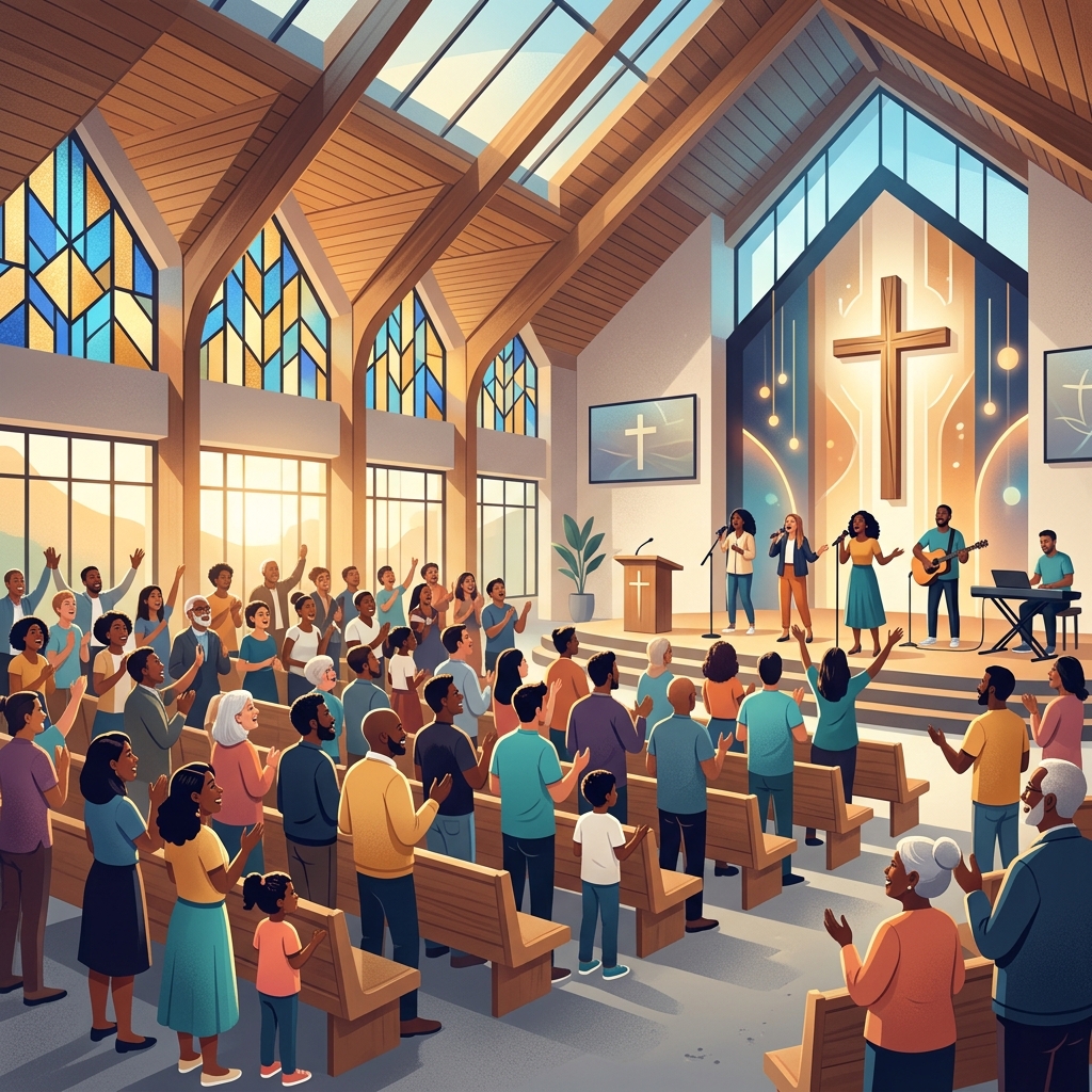 Church community worship